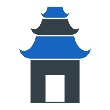 Mavi ve beyaz bir pagoda 'nın vektör çizimi