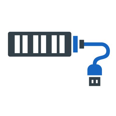 usb kablo simgesi vektörü web ve mobil uygulama tasarımınız için beyaz arkaplanda izole edildi, pil logosu kavramı