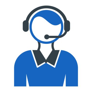 Çağrı Merkezi operatörü simge vektör çizim tasarım