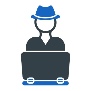 Şapka ikon vektörlü hacker. düz biçim illüstrasyonu. 