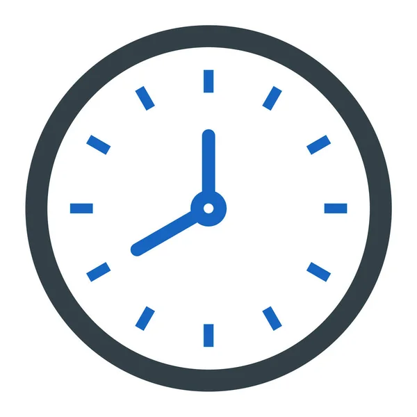 Clock Vector Icon Style Bicolor Flat Symbol Black White Colors — Stock Vector