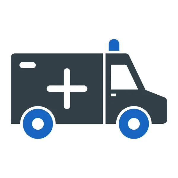 救护车矢量图标 风格为双色扁平符号 蓝白两色 圆形角度 浅色背景 — 图库矢量图片