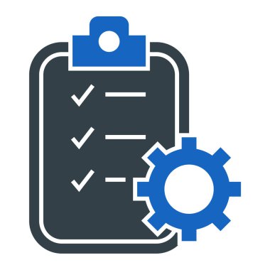 Kontrol listesi ve kalem simgesi olan pano. Web için belge vektör simgelerinin özet çizimi