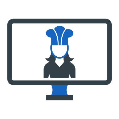 Şef ikonu. Web için dizüstü bilgisayar vektör simgelerinin düz çizimi