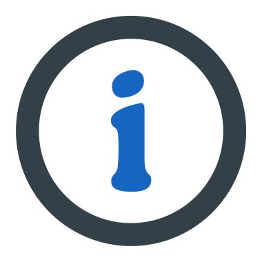 bilgi simgesi. iki renkli düz yuvarlak sembol, pürüzsüz mavi renkler, illüstrasyon.