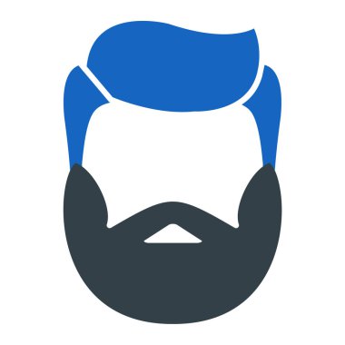 Sakallı erkek yüz ikonu. Erkek avatar vektörünün düz çizimi. izole sanat biçimi