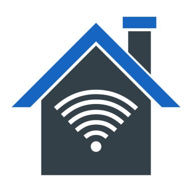 Wi-Fi ikon vektör çizimine sahip ev