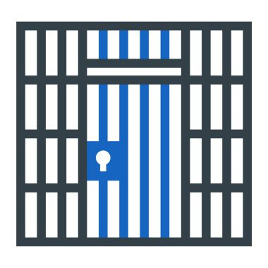 Hapishane kapısı ikonu. Ağ için tahta çit vektör simgelerinin düz çizimi