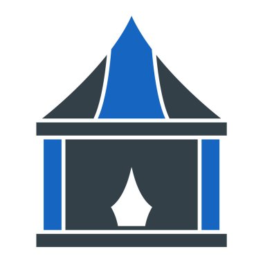 Web ve mobil uygulama tasarımınız için beyaz arkaplanda izole edilmiş çadır simgesi vektörü, kamp logosu kavramı