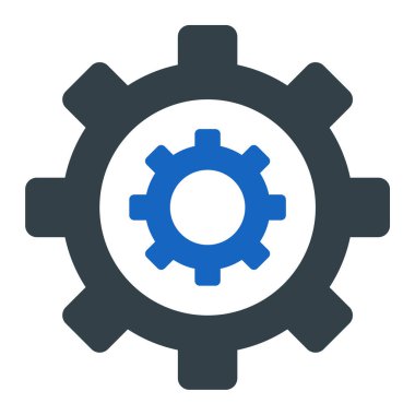 Cogwheel vektör simgesi. biçim iki renkli düz sembol, yoğun kırmızı ve siyah renkler, yuvarlak açılar, beyaz