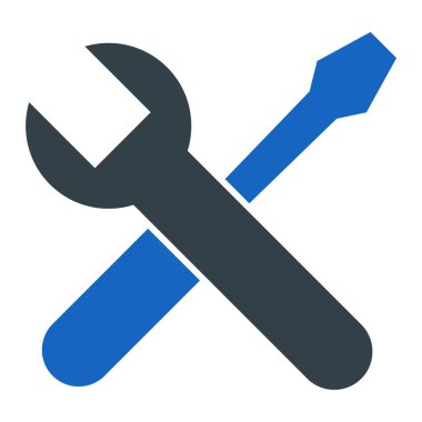 İngiliz anahtarı ve tornavida. Web simgesi