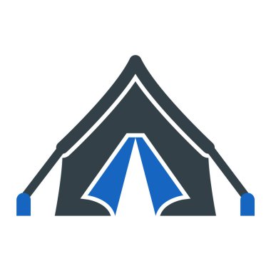 Kamp çadırı ikonu. Web için turist ekipmanı vektör simgelerinin düz çizimi