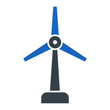 Rüzgar türbini ikonu. Web için yel değirmeni vektör sembolünün düz çizimi