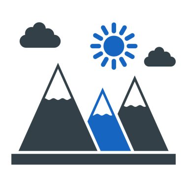 Beyaz arka plan üzerinde izole dağlar simgesi. Vektör çizim