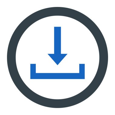 Vektör simgesi indir. biçim düz yuvarlak sembol, beyaz renk, siyah arkaplan