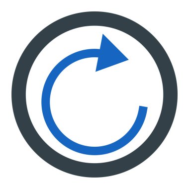 Vektör simgesini tazele. biçim iki renkli düz sembol, mavi ve beyaz renkler, yuvarlak açılar, siyah arkaplan