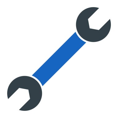 İngiliz anahtarı vektör simgesi. Tarzıdır bicolor düz sembolü, mavi ve beyaz renkler, yuvarlak açılar, siyah arka plan