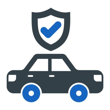 Araba sigortası ikonu. Web için basit taksi aracı vektör simgeleri çizimi