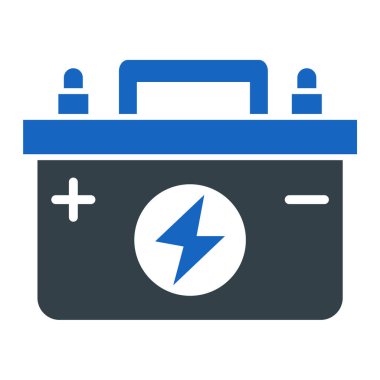 Araba aküsü simgesi. Web için basit elektrik dolgu vektör simgeleri çizimi