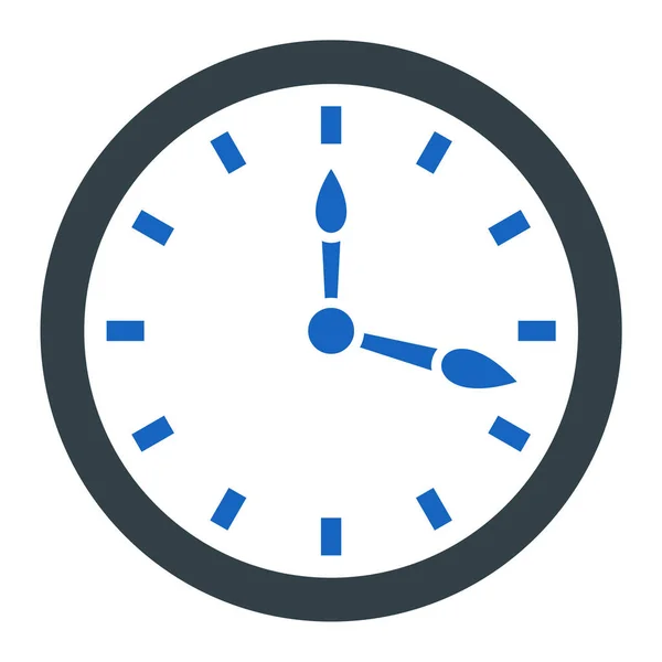 Ícone Vetor Relógio Estilo Bicolor Símbolo Plano Cores Preto Branco — Vetor de Stock