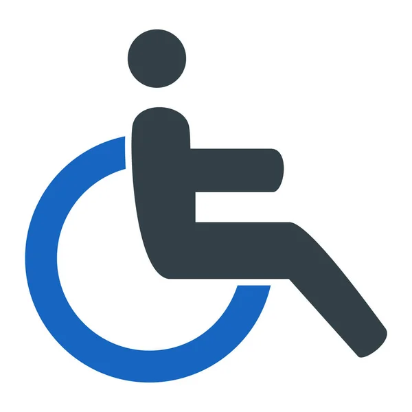 車椅子のアイコン ベクトルスタイルは 丸みを帯びた角度 緑とグレーの色 白と2色のフラット象徴的なシンボルです — ストックベクタ