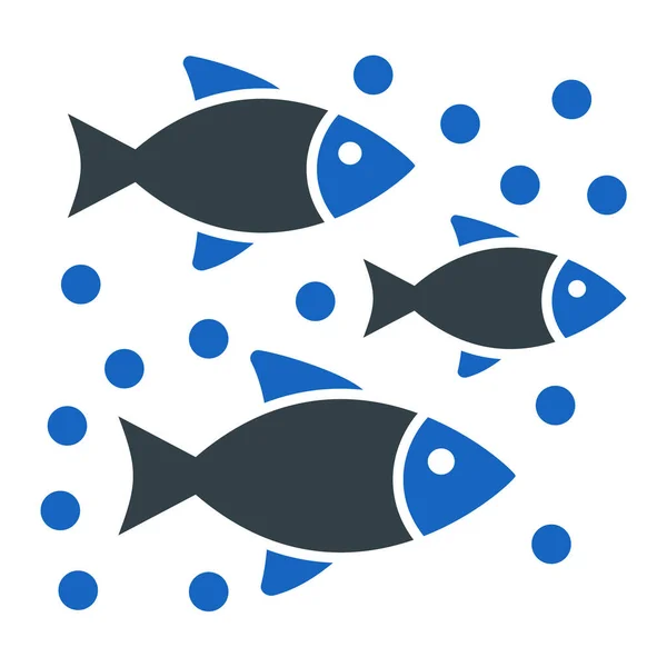 Balık Ikonu Için Deniz Yaşam Vektör Simgelerinin Karikatür Çizimi — Stok Vektör