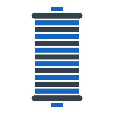 Bir bina simgesinin tek bir mavi ve beyaz çizgi çiziminin vektör çizimi