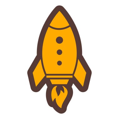 Roket ikonu. Web tasarımı için basit uzay vektör simgeleri çizimi