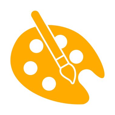 Boya fırçası ikonlu palet. düz tasarım biçimi.