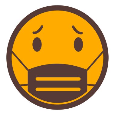 yüz maskesi simgesi. karikatür hüzünlü ifade vektör çizimi.