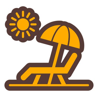 Plaj sandalyesi ikonu. Web için güneş paneli vektör simgelerinin özet çizimi