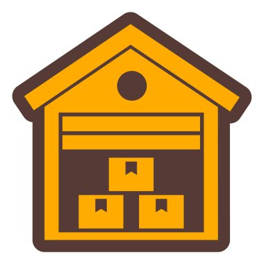 Teslim vektör simgesi işareti. El arabasında bir kutu..