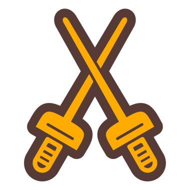 Çapraz kılıç ikonu. Ağ için kılıç ucu vektör simgelerinin basit çizimi