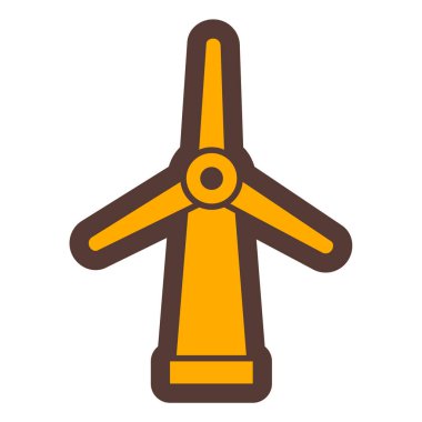 Rüzgar türbini ikonu. Web için yel değirmeni vektör sembolünün düz çizimi