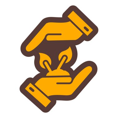 Bir yangın simgesi tutan el. Vektör çizim