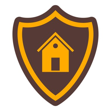 Ev ikonlu kalkan. vektör illüstrasyonu