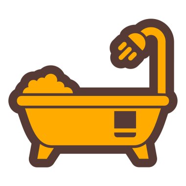 Küvet ve küvet ikonu. Web tasarımı için banyo duş vektör çizimi çizimi