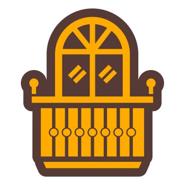 Tahta kapı simgesi. Web için şömine vektör simgelerinin özet çizimi