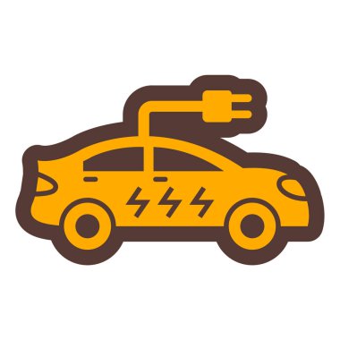 Araba şarj ikonu. Web için elektrikli araç vektör çizgisi simgelerinin özet çizimi