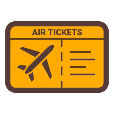 Uçak bileti simgesi, vektör illüstrasyonu