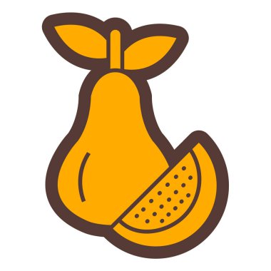 armut meyve ikonu vektörü. İnce çizgi işareti. izole edilmiş sınır sembolü çizimi