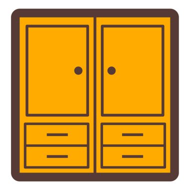 Kostüm ikonu. Beyaz arkaplanda izole edilmiş kabine vektör simgelerinin düz çizimi