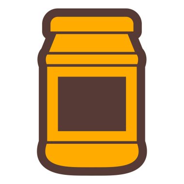 Reçel ikonu kavanozu. Beyaz arkaplanda izole edilmiş bal şişesi vektör çizimi