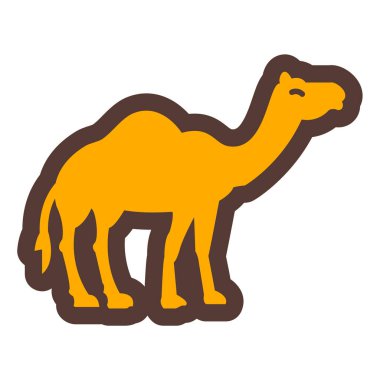 Düz stil deve simgesi beyaz arkaplanda izole. Çöl sembolü çizimi.