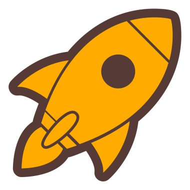 Roket. Web simgesi basit illüstrasyon