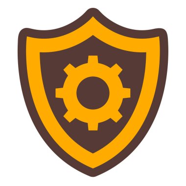 Kalkan ve vites simgesi. vektör illüstrasyonu