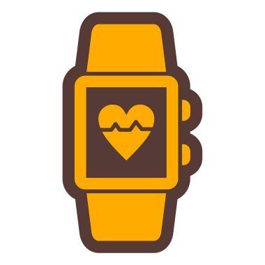 Beyaz arkaplanda kalp simgesi olan akıllı twatch, vektör illüstrasyonu