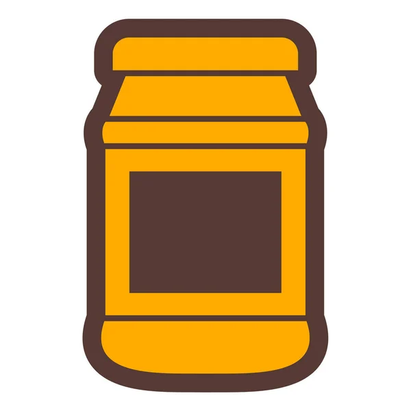 ジャムアイコンの瓶 白い背景に隔離されたウェブデザインのための蜂蜜ボトルベクトルイラストの漫画 — ストックベクタ