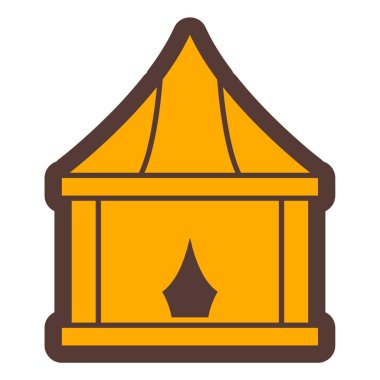 Web ve mobil uygulama tasarımınız için beyaz arkaplanda izole edilmiş çadır simgesi vektörü, kamp logosu kavramı