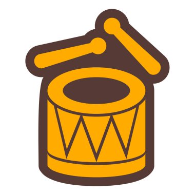 Web ve mobil uygulama tasarımınız için beyaz arkaplanda izole edilmiş davul simgesi vektörü, müzikal enstrüman logosu kavramı